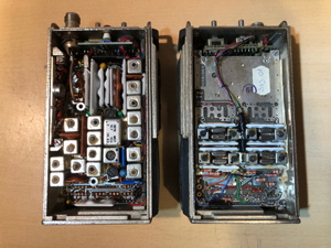 BRG FM503 (Maros-D) hordozható URH kézi adóvevő, belső felépítés leszerelt fedlapokkal